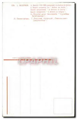 G. Rossini (1792-1868) komponujący «Barbier z Seville» — L. Balestriéri — n° 1239 — Rewers