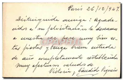 Scena zimowa z ptakami — Szczęśliwego Nowego Roku — Paryż, 26/12/1947 — Rewers