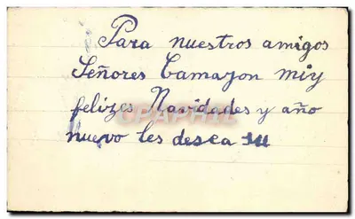 Paisagem invernal na floresta — cabana nevada — texto 'Feliz Natal' manuscrito — Verso