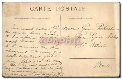 アンティーク絵葉書 ファンタジーよろこぶ年 犬そり 子ども — 裏面