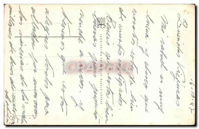 Domy wiejskie z kwitnącym ogródkiem — kolorowa ilustracja — wydawca nieznany, nr seryjny 15-51 — Rewers