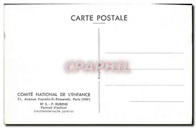 Retrato de criança — P. Rubens — COMITÉ NATIONAL DE L'ENFANCE — Verso