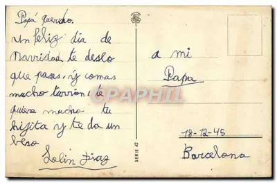Menina esperando seu papai — ilustração com lua sorridente — Reg. (editor ?) — Verso