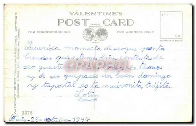 Pies w beczce — 'Nie ruszam się stąd!... i z tego powodu.' — Valentine's Postcard n°3375 — Rewers