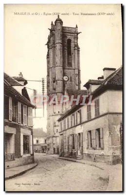Maule (S.-O.) — Igreja (século XIII) - Torre Renascentista (século XVI) — Foto Rouvray - Maule