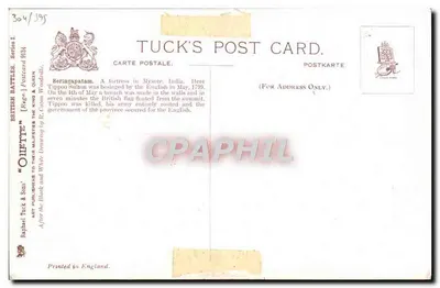 El asedio de Seringapatam — Muerte de Tippoo Sahib — Dilette, serie 'British Battles' — Reverso