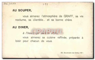 Vamos jantar em Montmartre — Chez Graff — Bellenger — Verso