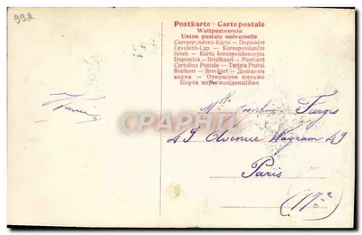 Kobieta w zielonej sukni i fioletowym płaszczu — studio — Mary Irber, S.895/3 — Rewers
