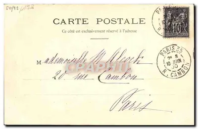 Sarah Bernhardt w L'Aiglon — scena III — wydawca L'Éditeur de la Carte Postale, Paryż — Rewers