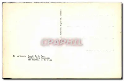 La Granja — Fonte da Fama — Cartão Postal Artístico — Madrid — Verso