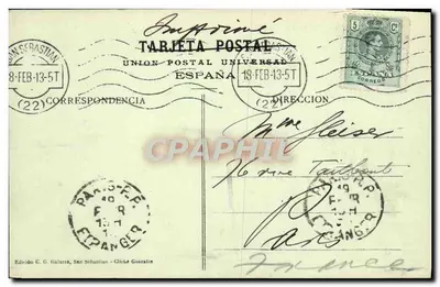 San Sebastián — Ponte Maria Christina — Edição G. G. Galárez — Verso