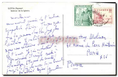 Widok wnętrza kościoła w Llivia — Hiszpania — wydawca nieodczytelny — Rewers