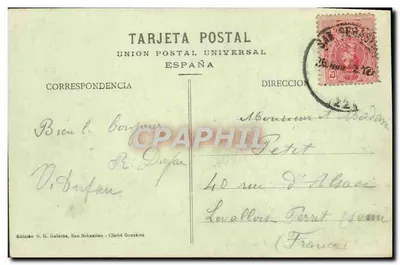 San Sebastián - Paseo de la Alameda — Editor G. G. Galarza, serie 112 — Reverso
