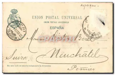 Jardines de Albía — vue panoramique avec un piéton — éditeur Flámer y Muntet, Madrid, n° 185 — Verso