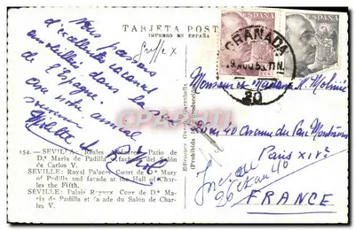 Pałac królowej Marii Padilly — Dziedziniec cytryn — Wydawnictwo Garof GARRACHÉLLI — Rewers