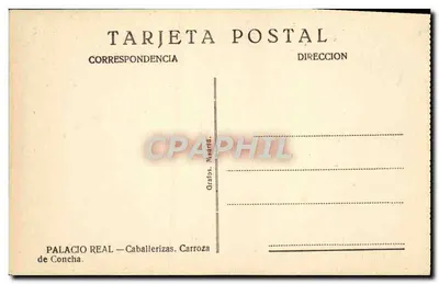 Królewski karetka — Palacio Real — Caballerizas de Concha, Madryt — wydawca Palacio Real — Rewers