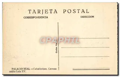 Palácio Real — Caballerizas. Carroça estilo Luís XV. — Verso