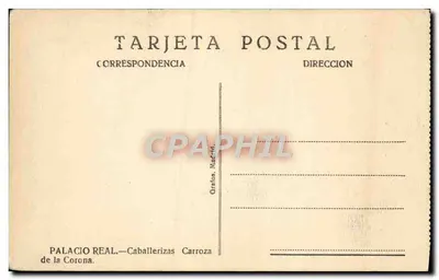 Kareta królewska — Pałac Królewski — wydawca Pałac Królewski, Madryt — Rewers