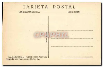 Palácio Real — Caballerizas. Carroça presenteada por Napoleão a Carlos IV. — Verso