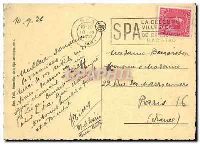 Spa - La Fraineuse — Miejsce spotkania Konferencji w Spa w 1920 — Wydawca En. Thill, seria artystyczna n°7 — Rewers