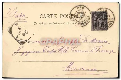 Stara pocztówka Eksponat z 1900 Palaczu Miasta Paryża — Rewers