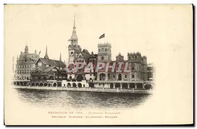 Exposition de 1900 - Pavillons Étrangers - Belgique - Norvège - Allemagne - Espagne — A. Tschir - Paris