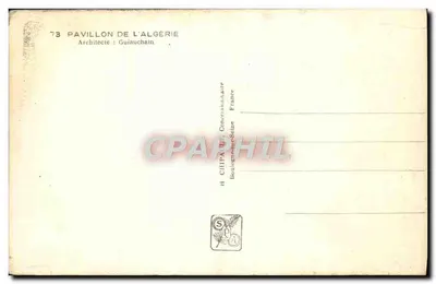 Stara pocztówka Eksponat Uniwersalny Paryż 1937 Pавillon Algierii — Rewers