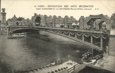 Paris - Exposition des Arts Décoratifs - Pont Alexandre III - Les Boutiques (Maurice Dufrêne architecte) - A.P.