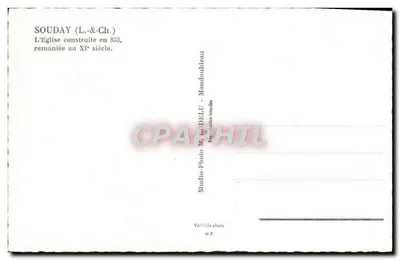 Souday (Loir-et-Cher) — Katedra zbudowana w 853, przebudowana w XI wieku — Studio-Photo M. GODELU — Rewers
