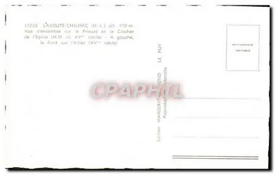 L'Avout-Chilhac — Vista geral do Priorado e do Sintral da Igreja (M.H. cl. XV° século) — O Ponte sobre o Allier (XV° século) — Edição Margerit-Demond — Verso