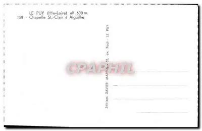 Capela Saint-Clair em Aiguilhe — Le Puy (Haute-Loire) — Edições Xavier Mappus — Verso