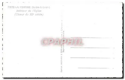Faye-la-Vineuse — Wnętrze kościoła (choór z XII wieku) — Wydawnictwo AIGNAIN & BERNARD, nr 1, Churpinville — Rewers