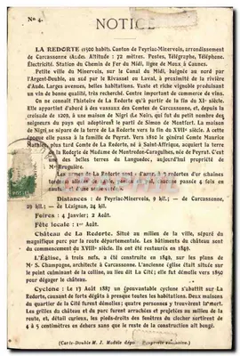 La Redorte — Avenue de Rieux — Cartolina n°8 — Verso
