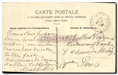Forêt de Fontainebleau — Rocher de la Tour Dénécourt — éditeur M. Mattioli, n° 428 — Verso
