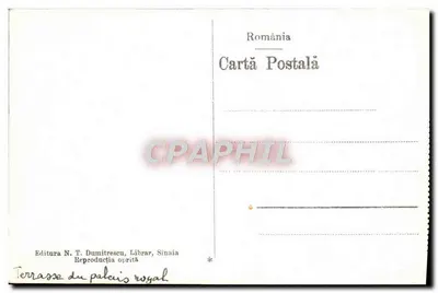 Terraza del castillo de Peleș — Sinaia — Editura N. T. Dumitrescu, Librar, Sinaia — Reverso