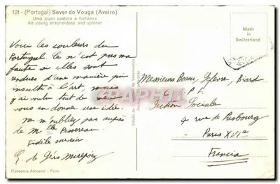 Stara pocztówka Sever do Vouga Folklore — Rewers