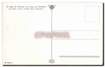 Lago di Carezza — widok z Latemarem — wydawca Grapponi Bolzano, n° M 6003 — Rewers