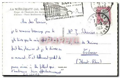 La Schildmatt (Alt. 900 m) — Właścicielstwo Stowarzyszenia Weteranów Alsacji — Poczta Soultzern (Haut-Rhin) — Rewers