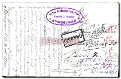 Hôtel Gltschergarten — Grindelwald — editor não identificado, número de série não visível — Verso