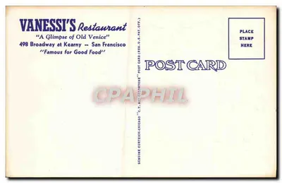 Restaurante Vanessi — 'A Glimpse of Old Venice' — San Francisco — Verso