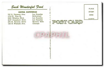 Obiad w kuchni — ONTRA Cafeteria — wydawca CURTECHICOLOR, nr 7C-K2157 — Rewers