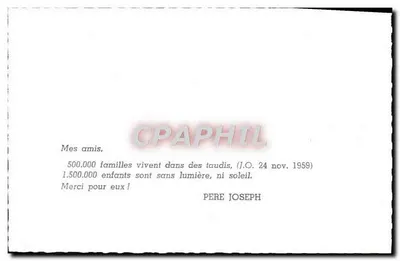 Camps de taudis — 500 000 famílias, 1 500 000 crianças sem luz nem sol — Père Joseph — Verso