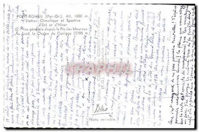 Font-Romeu (Pyr. Or.) — Estación Climática y Deportiva — Vista general desde el Pic des Mauroux — Edición Diho — Reverso