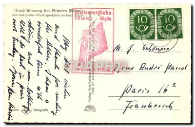 Hirschfütterung bei Pfronten — dem bekannten Wintersportplatz im bayr. Allgäu — Verlag Foto-Kohlbauern — Verso