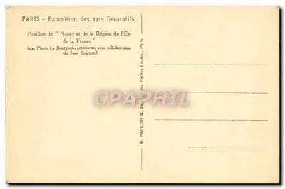 Pavilhão de Nancy e da Região do Leste — Exposição dos Artesanatos Decorativos — Editor E. Papeghin, Paris — Verso