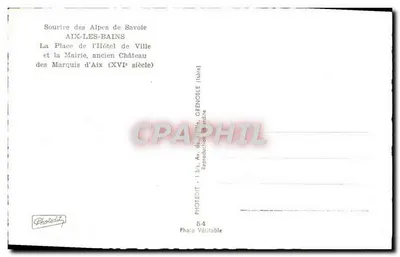 Aix-les-Bains — Plac Miejski i Urząd Miejski, dawnego Zamek Marquisów z Aix (XVI wiek) — Photodit, Grenoble — Rewers