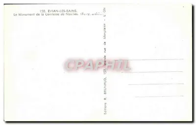 Évian-les-Bains — Monument da Condessa de Noailles — Edições R. Brunaud — Verso