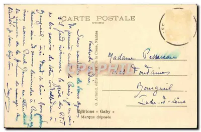Stara pocztówka Les Houches Statua Chrystusa Króla dolina Chamonix szczyty — Rewers