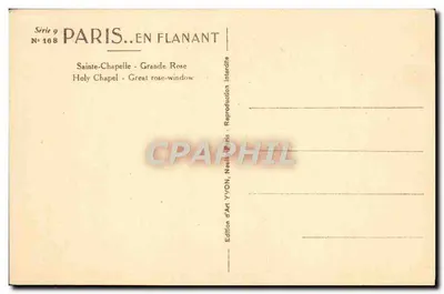 Sainte-Chapelle — Grande Rose — Édition d'Art YVON, Paris — Verso