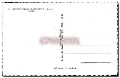 Boulogne-Billancourt — La Iglesia — Abeille-Cartes, París — Reverso